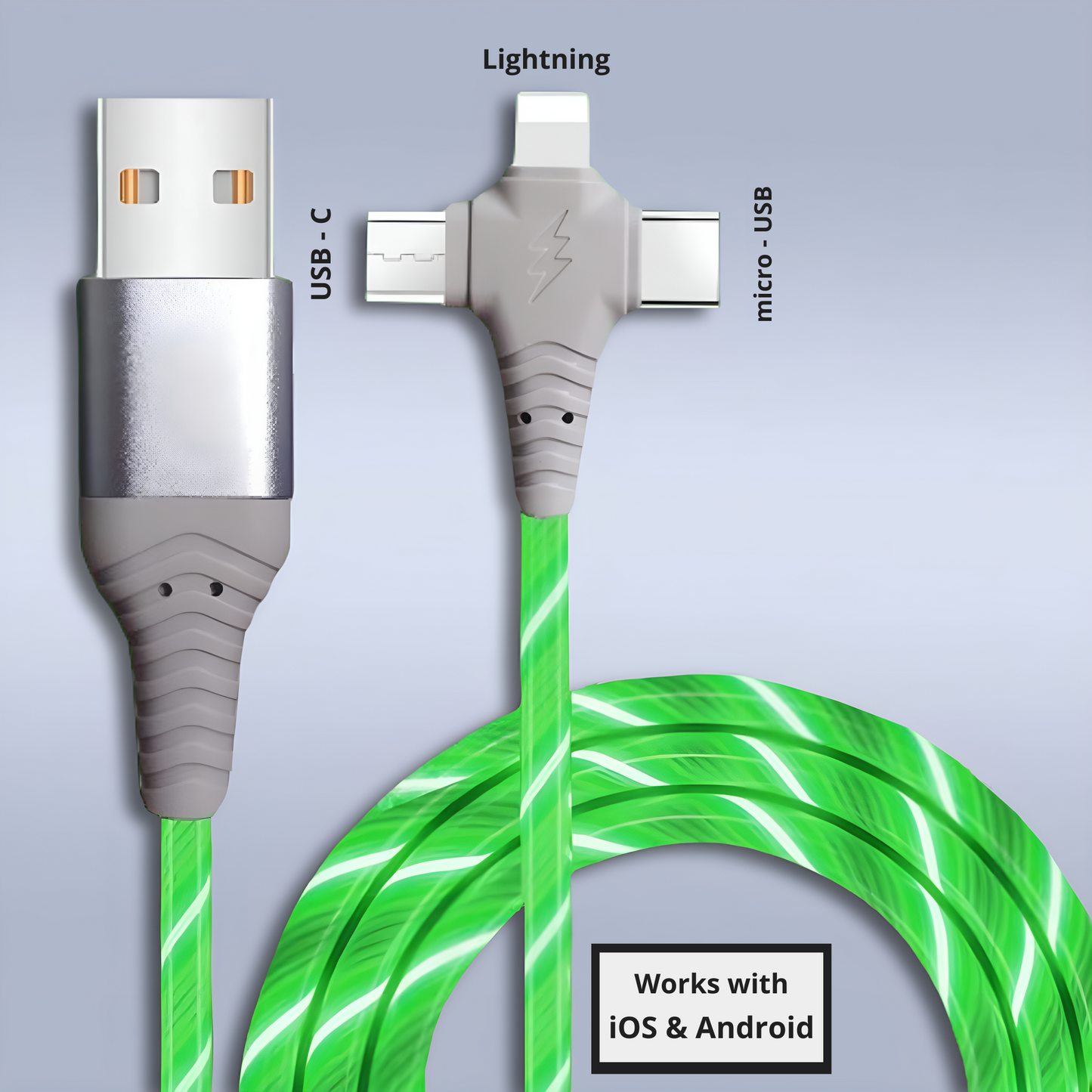 Not Boring™ - 3-in-1 Luminous LED Charging + Sync cable