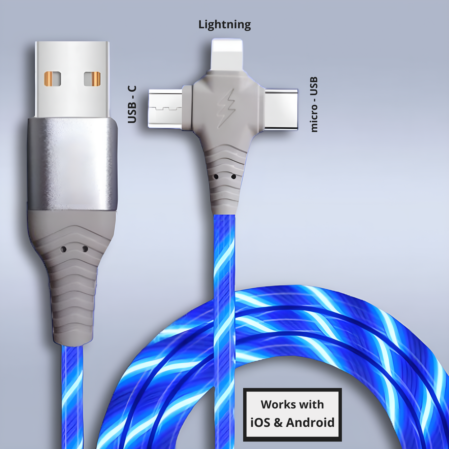 Not Boring™ - 3-in-1 Luminous LED Charging + Sync cable