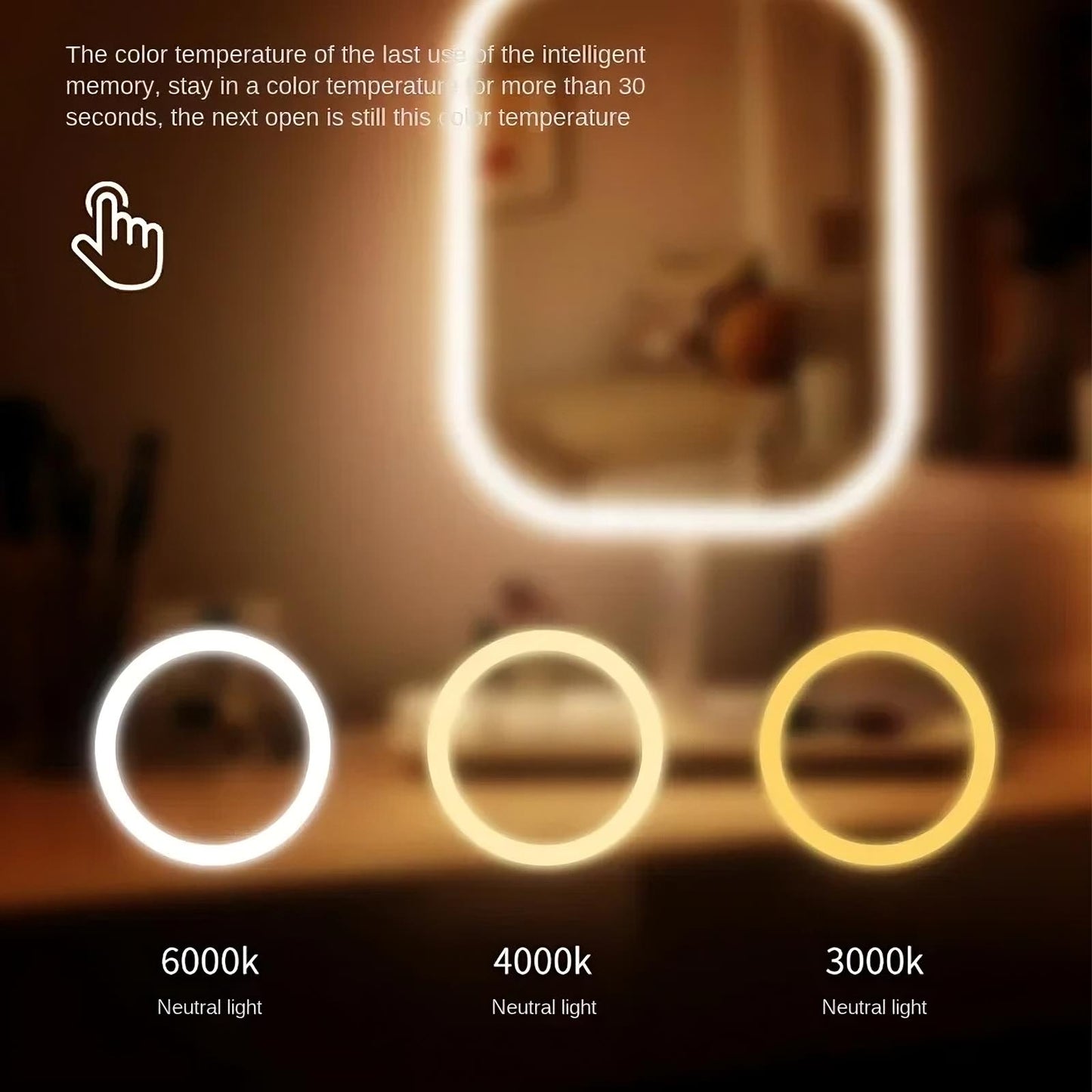 LED Vanity Makeup Mirror – Dimmable Tri-Color Lighting