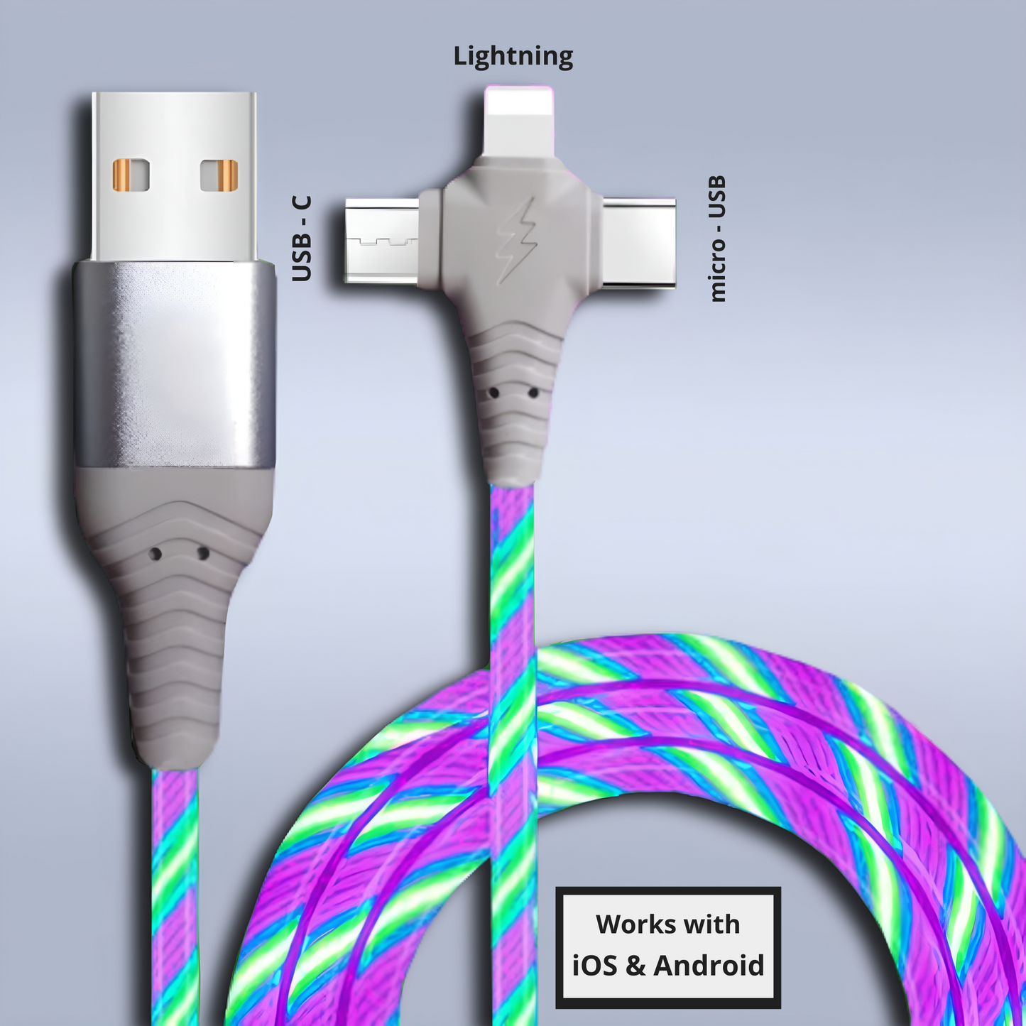 Not Boring™ - 3-in-1 Luminous LED Charging + Sync cable