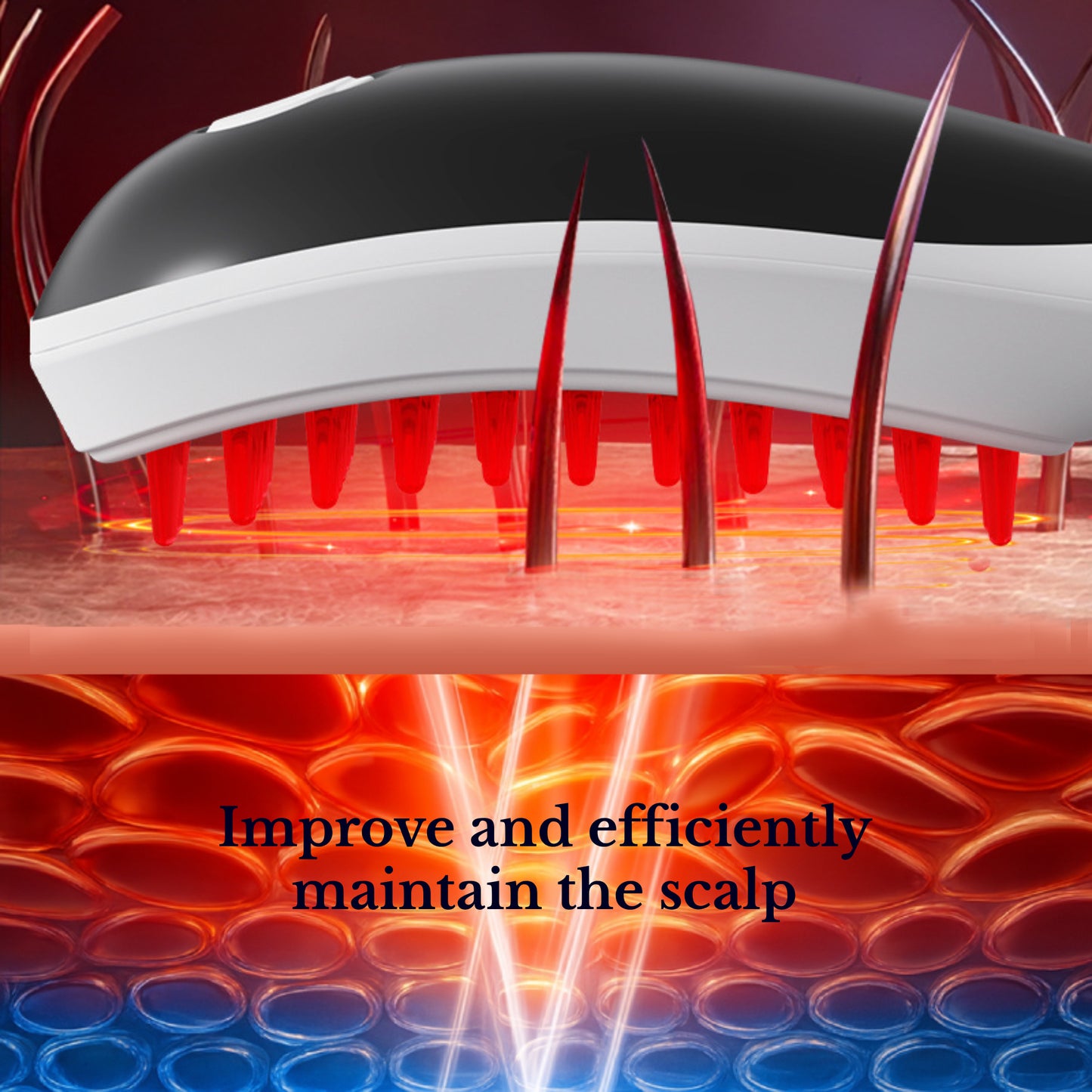 Red & Blue Light Electric Scalp Massager Brush – Hair Growth & Relaxation Comb for Women