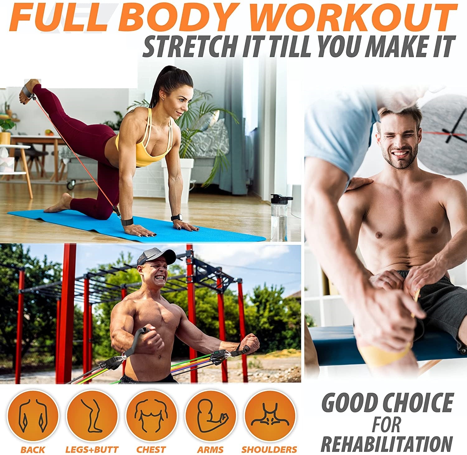 150LBS Resistance Bands Set with Handles for Working Out - BeHappy Store -